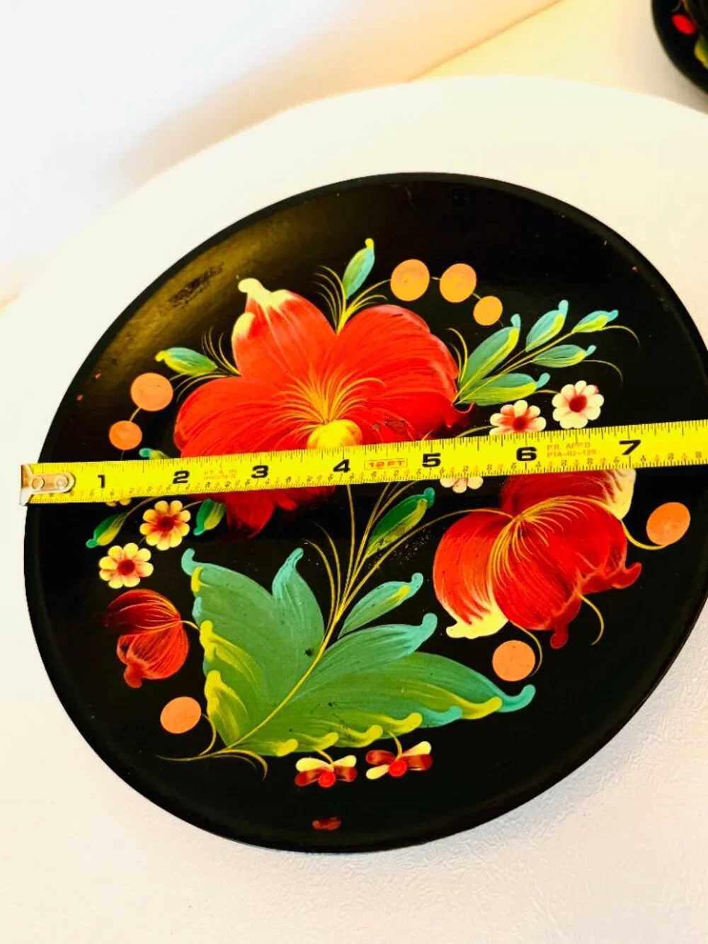 4 Vtg Ukraine Wooden Lacquer Floral Wall Plates 10-8-6-4